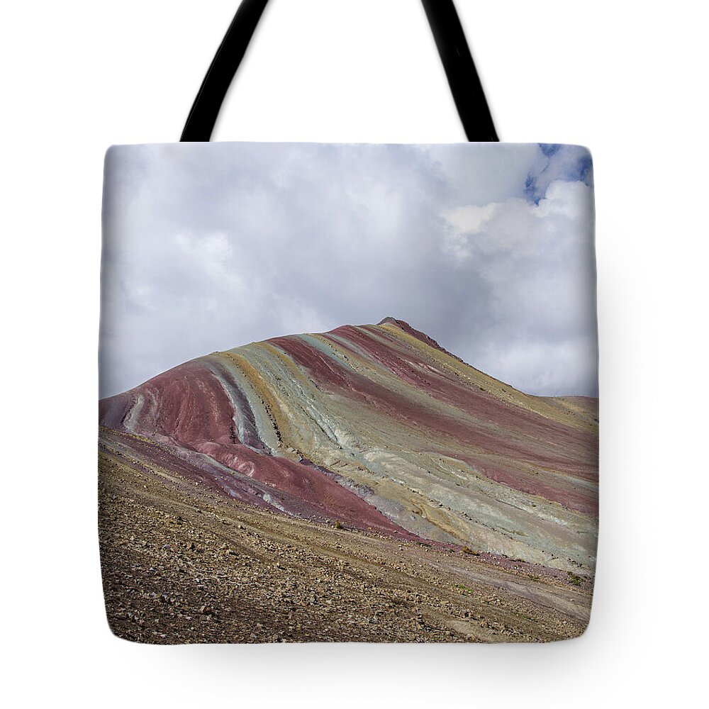 Colorful Mountain Range Under Cloudy Sky Tote Bag