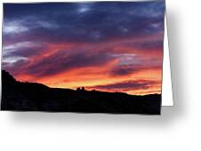 Vivid Twilight over Rocky Silhouette Greeting Card