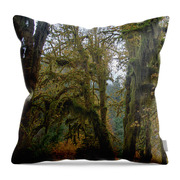 Moss-Covered Forest Trees Throw Pillow