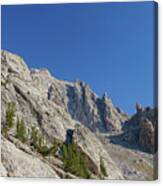 Majestic Mountain Peaks Under Blue Sky Canvas Print
