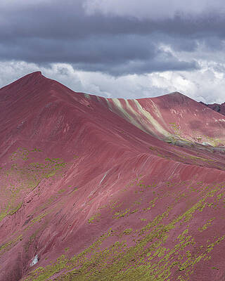 Vibrant Red Mountain Landscape Wall Art