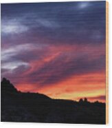 Vivid Twilight over Rocky Silhouette Wood Print