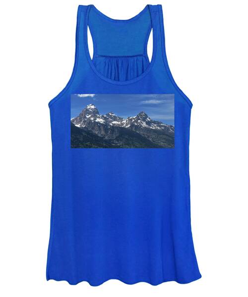 Snow-capped Teton Mountain Peaks Under Blue Sky Women's Tank Top