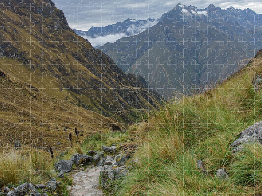 Trail Through Majestic Mountain Landscape To Dead Woman's Pass Jigsaw Puzzle