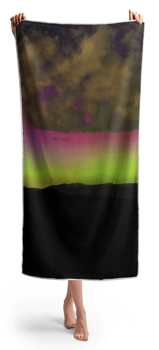 Vibrant Aurora Over Wasatch Mountain Range Beach Towel