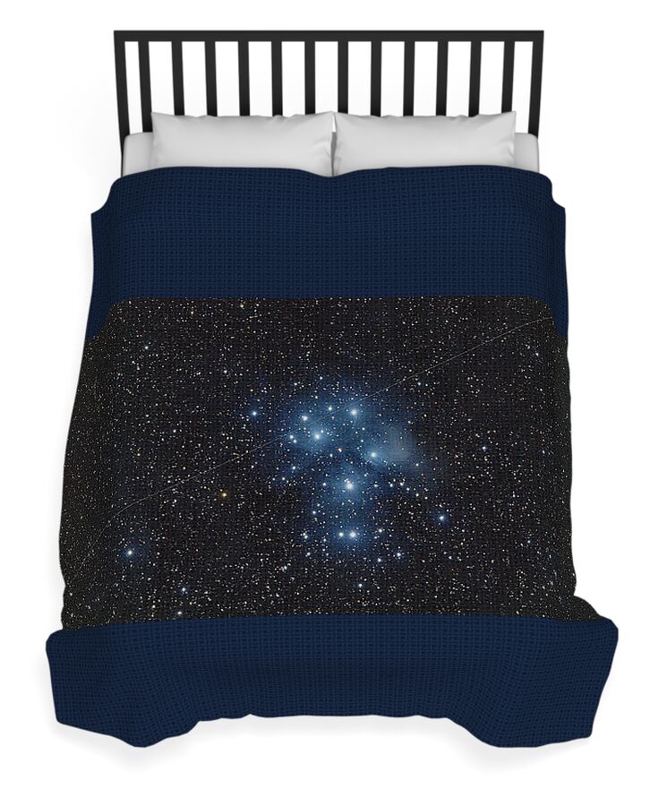 Pleiades Cluster In Cosmic Night Duvet Cover