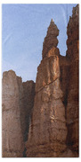 Majestic Rock Formations Under Blue Sky In Bryce Canyon National Park Bath Towel