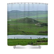 Tranquil Green Hills And Distant Sea Shower Curtain