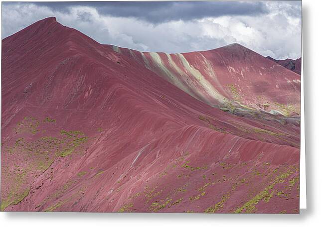 Vibrant Red Mountain Landscape Greeting Card
