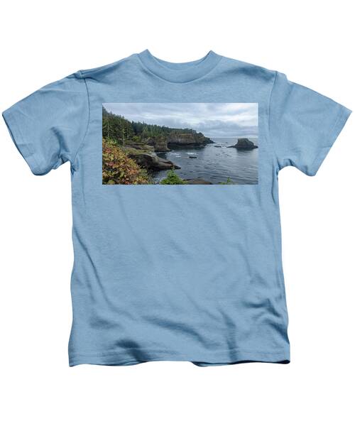 Serene Coastal Cliffs at Dawn Kids T-Shirt