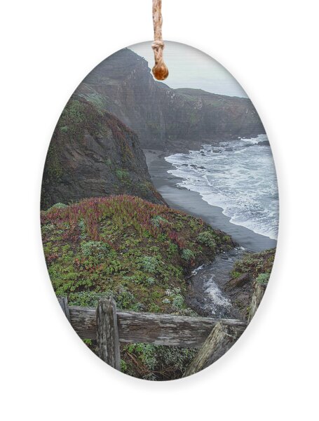 Rocky Coastline With Vibrant Foliage Ornament