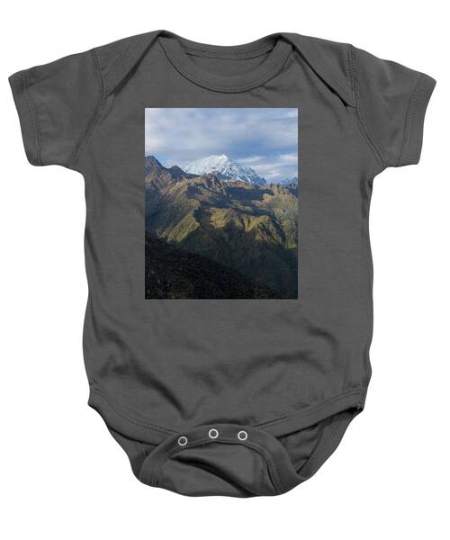 Majestic Andes Mountain Peaks Under Cloudy Sky Baby One-Piece