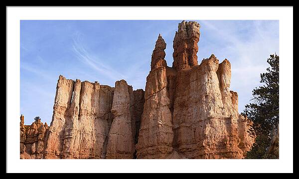 Majestic Rock Formations Under Blue Sky In Bryce Canyon National Park Framed Print