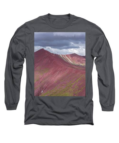 Vibrant Red Mountain Landscape Long Sleeve T-Shirt