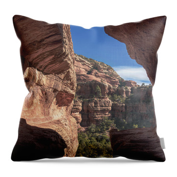 Canyon View Framed By Rocky Cliffs Throw Pillow