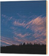 Twilight Over Forested Horizon Wood Print