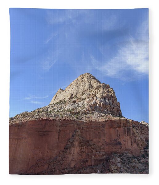 Majestic Mountain Peak Under Blue Sky Fleece Blanket