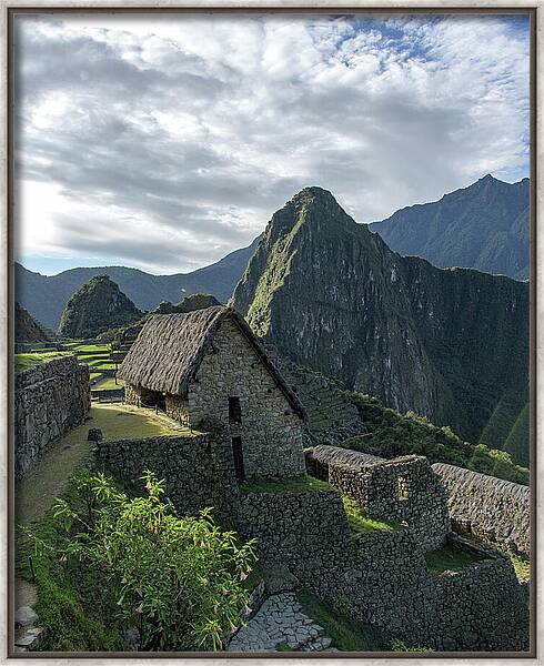 Ancient Ruins With Majestic Mountain Backdrop Framed Print