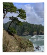 Coastal Serenity With Rugged Cliffs Fleece Blanket
