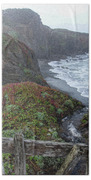 Rocky Coastline With Vibrant Foliage Beach Towel