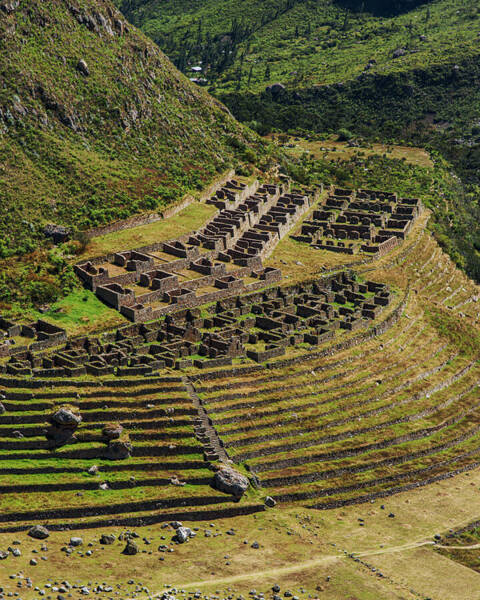 Ancient Terraces And Ruins In Andes Mountains Art Print
