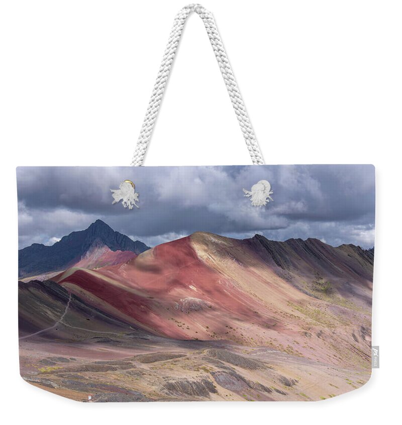 Rainbow Mountain Range Under Cloudy Skies Weekender Tote Bag