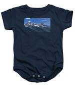 Snow-capped Teton Mountain Peaks Under Blue Sky Baby One-Piece