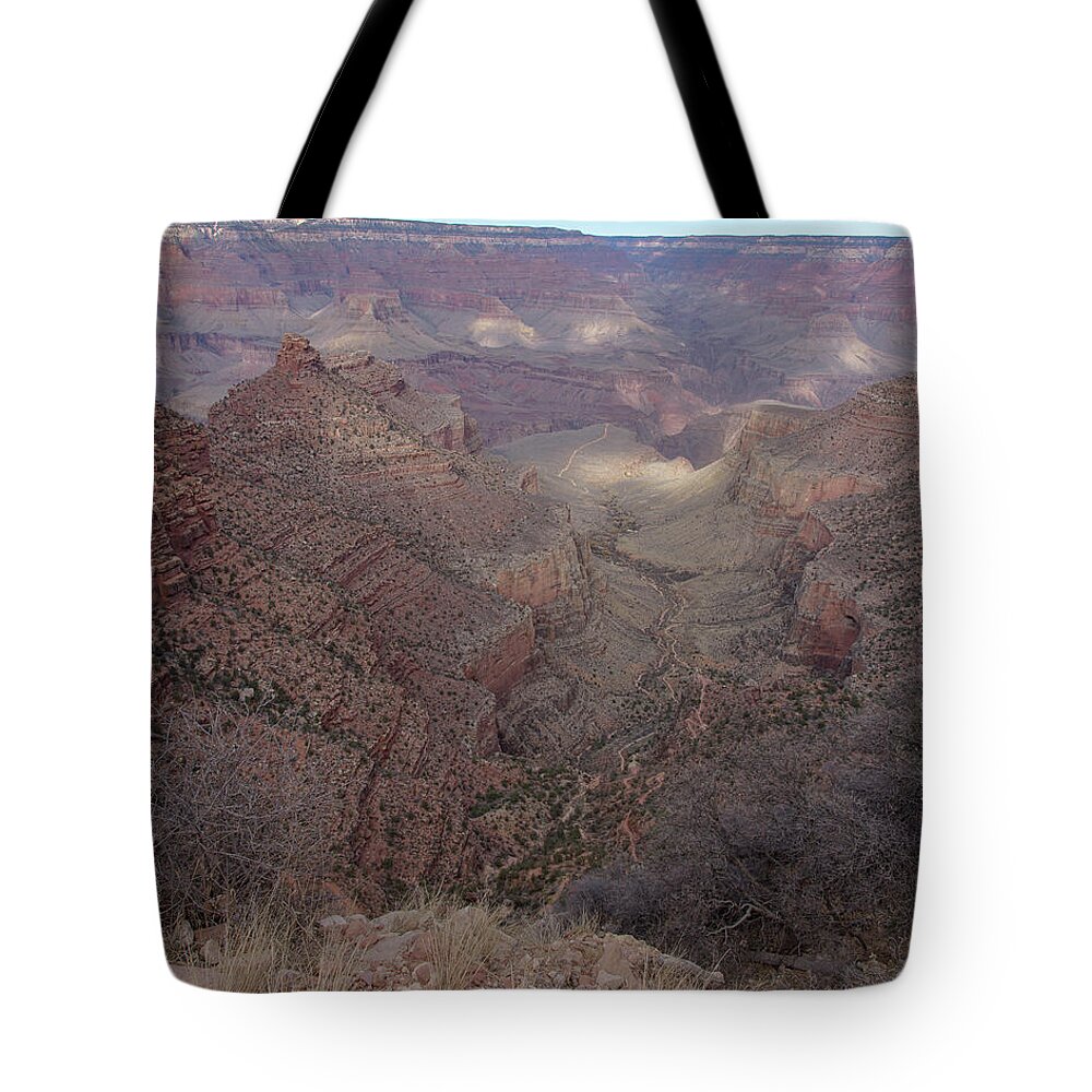 Majestic Grand Canyon Overlook Under Azure Sky Tote Bag