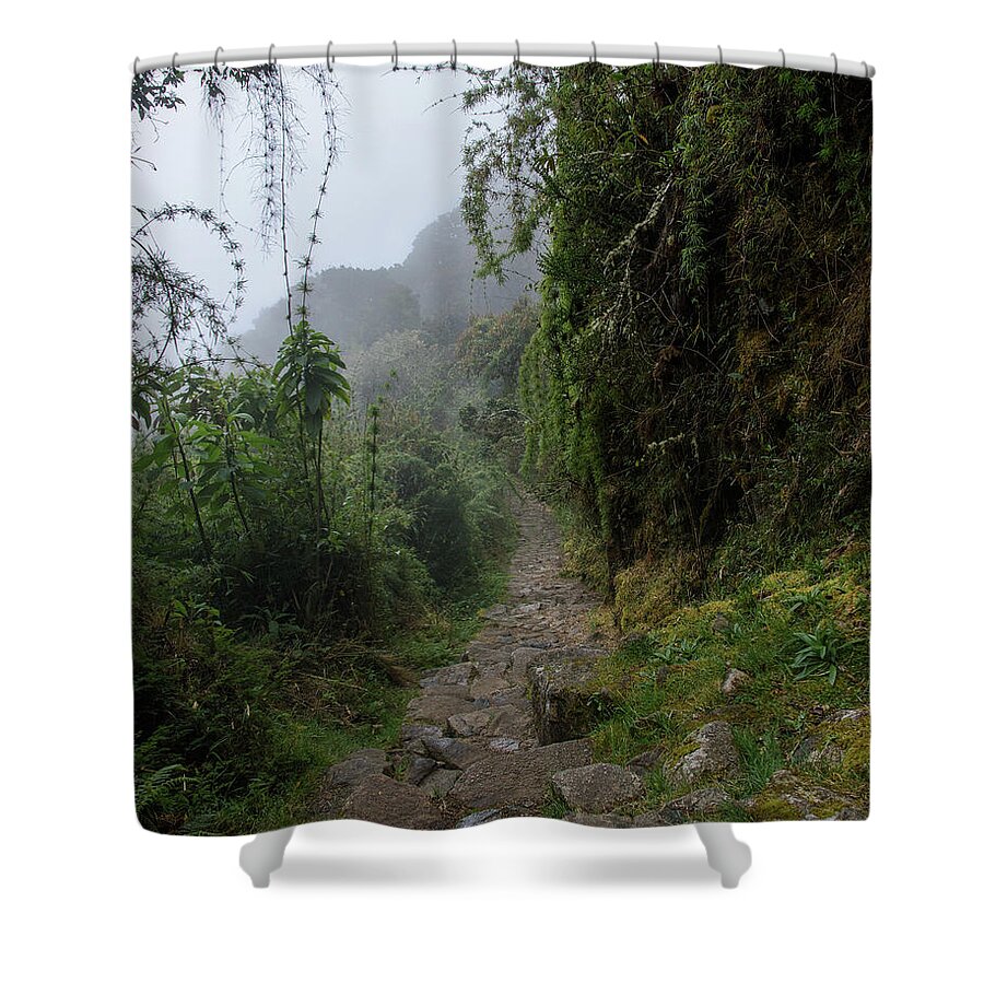 Misty Forest Pathway On The Inca Trail Shower Curtain