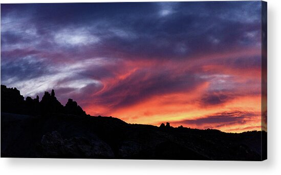 Vivid Twilight over Rocky Silhouette Acrylic Print