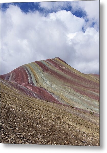 Colorful Mountain Range Under Cloudy Sky Metal Print