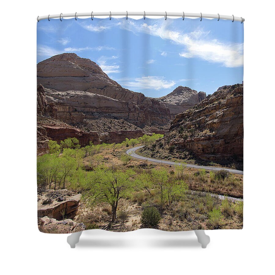 Winding Road Through Desert Canyon Shower Curtain