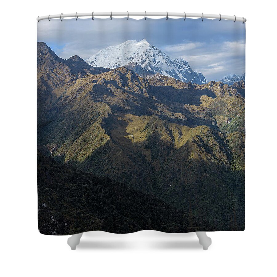 Majestic Andes Mountain Peaks Under Cloudy Sky Shower Curtain
