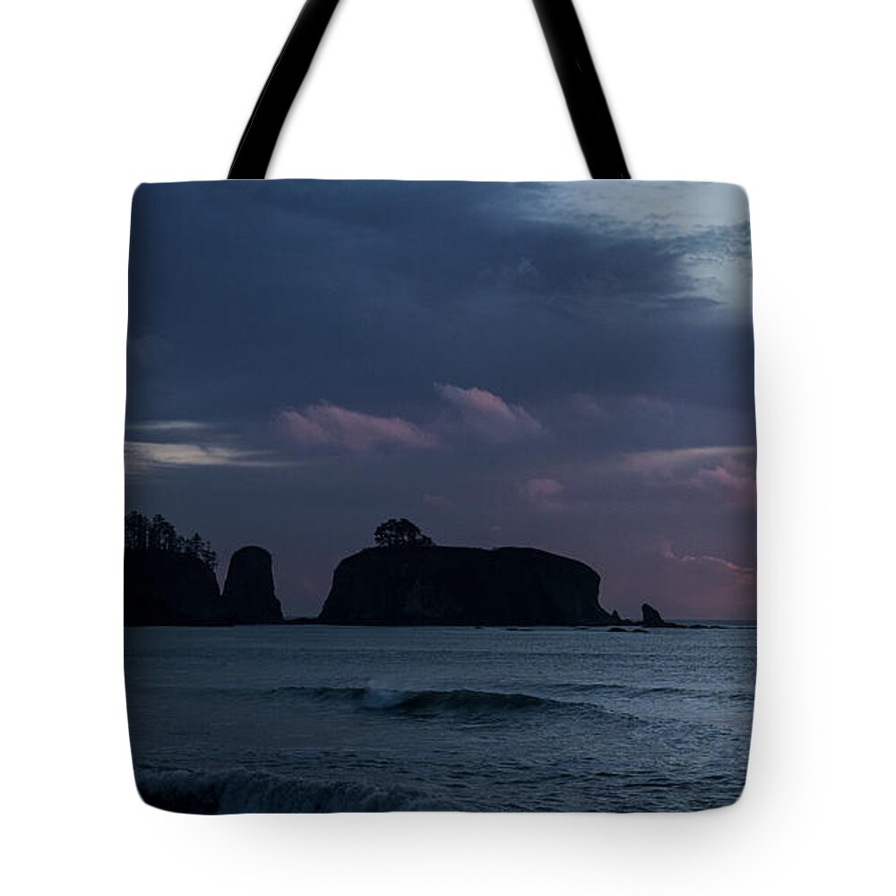 Serene Coastal Sunset with Cliffs Tote Bag