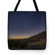 Twilight Comet Over Desert Landscape Tote Bag