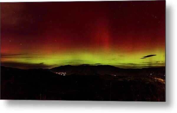 Northern Lights Over Mountain Range Metal Print