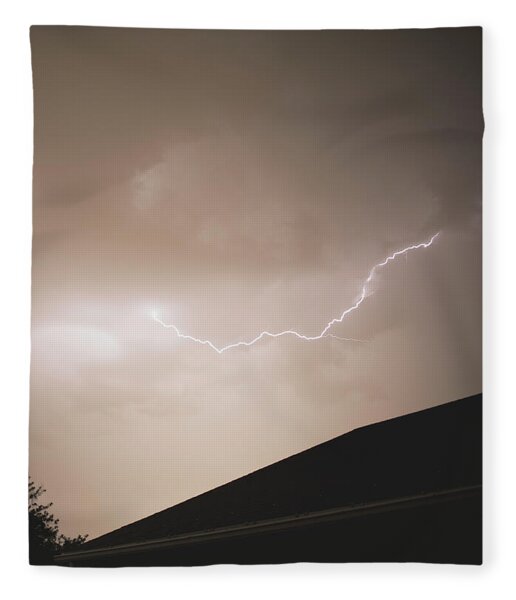 Lightning Illuminates Night Sky Fleece Blanket