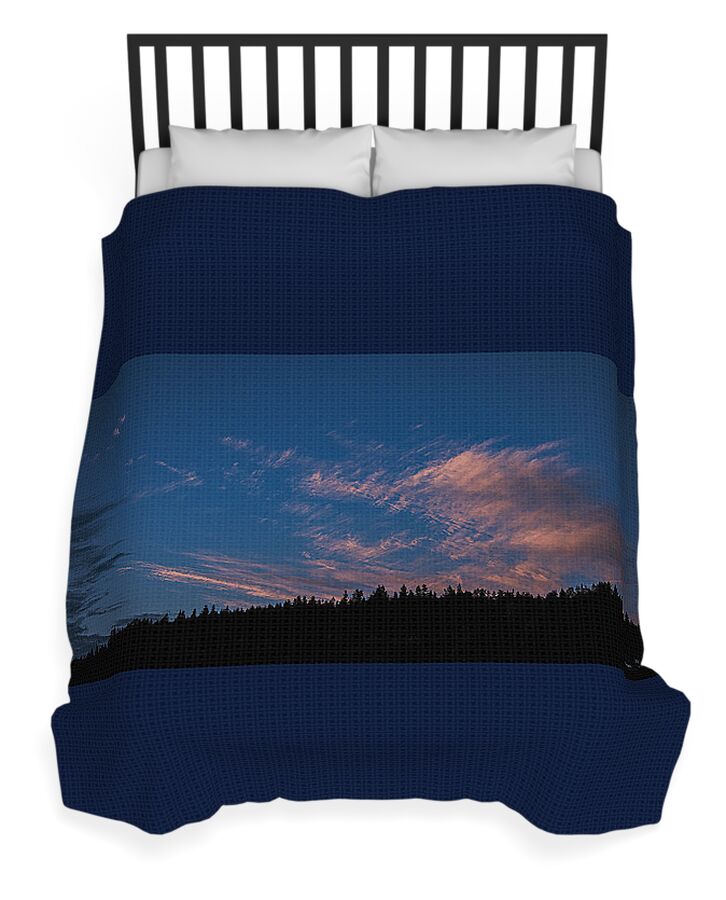 Twilight Over Forested Horizon Duvet Cover