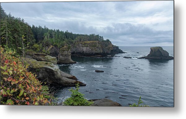 Serene Coastal Cliffs at Dawn Metal Print