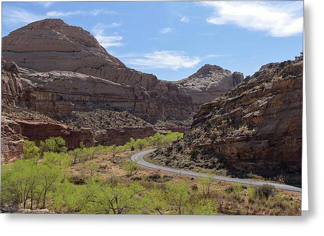 Winding Road Through Desert Canyon Greeting Card
