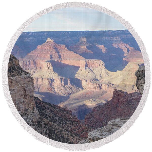 Majestic Grand Canyon Vista At Sunset Round Beach Towel