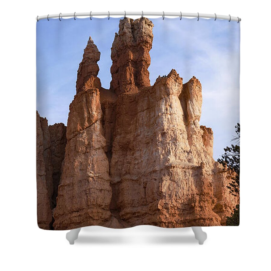 Majestic Rock Formations Under Blue Sky In Bryce Canyon National Park Shower Curtain