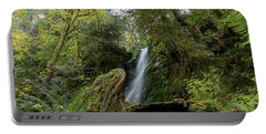 Serene Waterfall in Lush Forest Portable Battery Charger