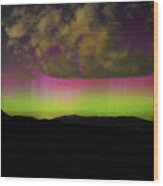 Vibrant Aurora Over Wasatch Mountain Range Wood Print