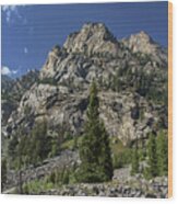 Majestic Mountain Peaks Under Blue Sky In Cascade Canyon Wood Print