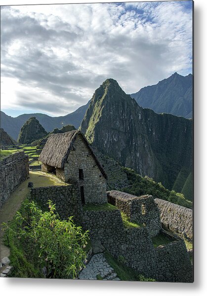 Ancient Ruins With Majestic Mountain Backdrop Metal Print