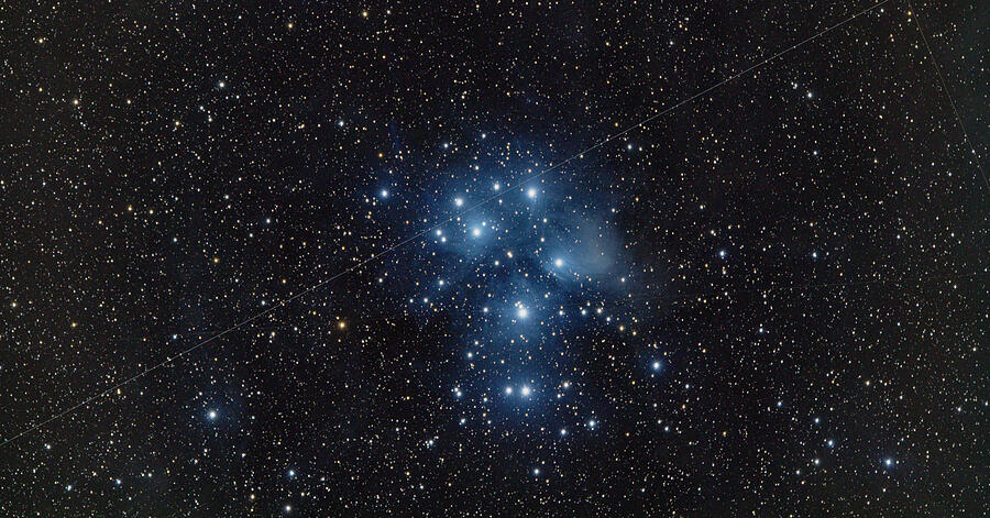 Pleiades Cluster in Cosmic Night Photograph by Brandon Wichmann