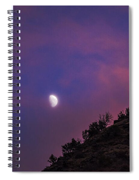 Moonlit Evening Over Silhouetted Hills Spiral Notebook