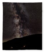 Starry Night Over Mountain Landscape Fleece Blanket