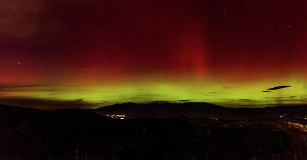 Northern Lights Over Mountain Range Poster